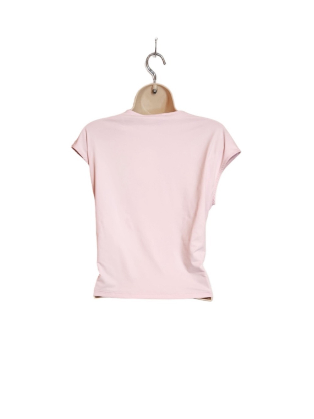 Elodie Square Neck Cap Sleeve Knit Crop Fitted Blouse Top Light Pink Large - Picture 4 of 7